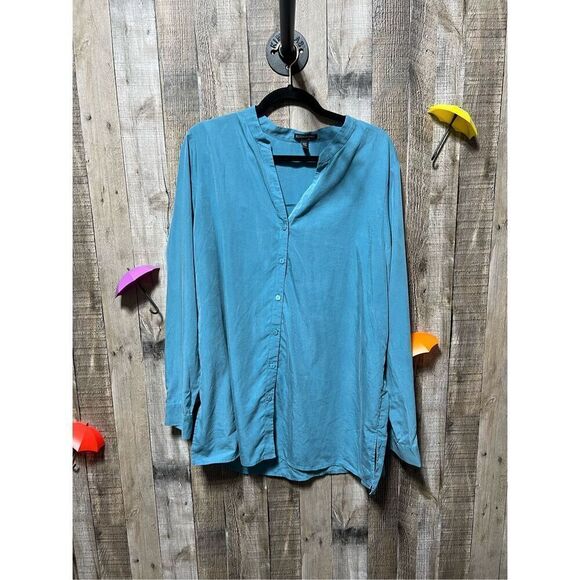 Eileen Fisher Blue Button Down Blouse - Picture 1 of 4